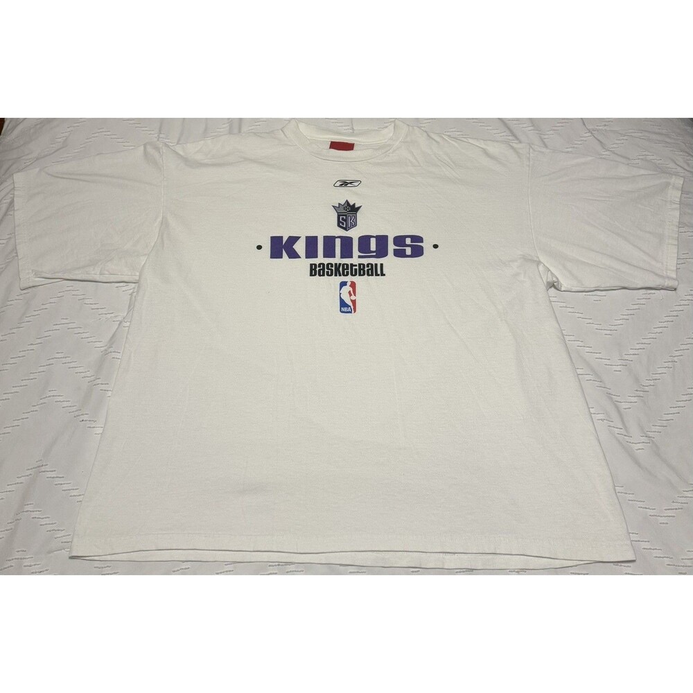 Sacramento Kings White NBA T-Shirt Reebok Size 2XL Vintage Y2K Chris Webber